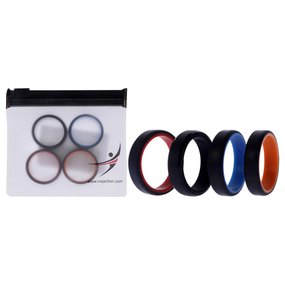 Silicone Wedding 6mm Brush 2Layer Ring Set - MultiColor by ROQ - Picture 1 of 2